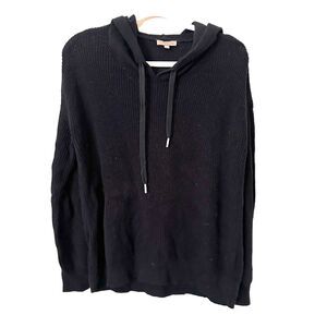 LILLA P Hooded Oversized Sweater Black Sz Medium
